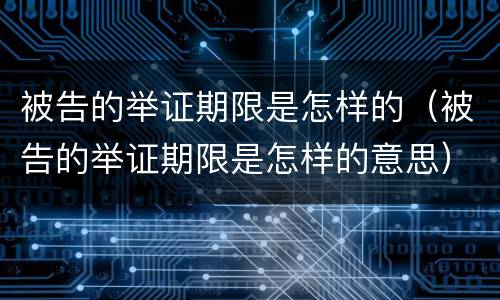 被告的举证期限是怎样的（被告的举证期限是怎样的意思）