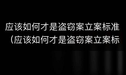 应该如何才是盗窃案立案标准（应该如何才是盗窃案立案标准呢）