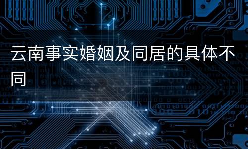 云南事实婚姻及同居的具体不同