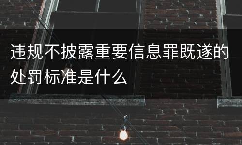 违规不披露重要信息罪既遂的处罚标准是什么