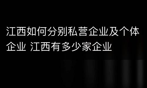 江西如何分别私营企业及个体企业 江西有多少家企业
