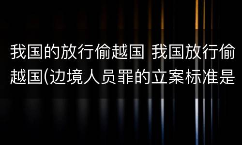 我国的放行偷越国 我国放行偷越国(边境人员罪的立案标准是怎么规定