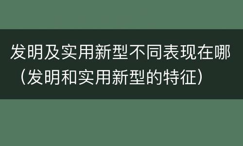 发明及实用新型不同表现在哪（发明和实用新型的特征）