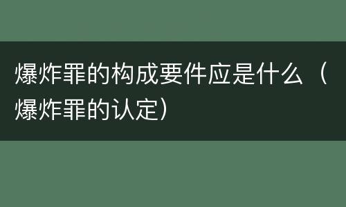 爆炸罪的构成要件应是什么（爆炸罪的认定）