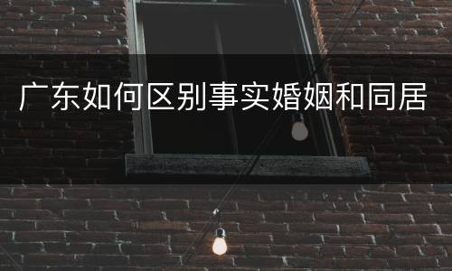 广东如何区别事实婚姻和同居