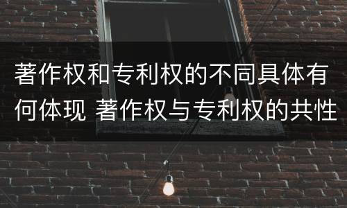 著作权和专利权的不同具体有何体现 著作权与专利权的共性有