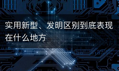 实用新型、发明区别到底表现在什么地方