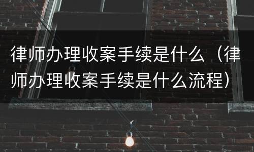 律师办理收案手续是什么（律师办理收案手续是什么流程）