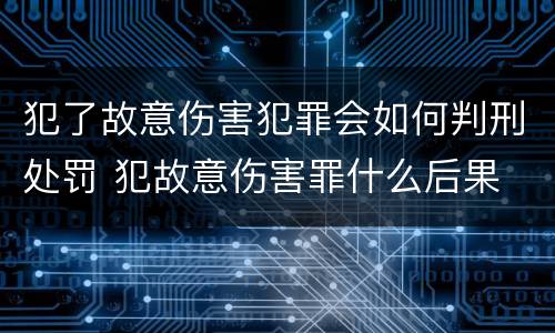 犯了故意伤害犯罪会如何判刑处罚 犯故意伤害罪什么后果