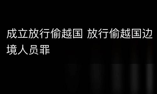 成立放行偷越国 放行偷越国边境人员罪