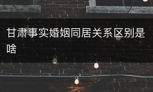 甘肃事实婚姻同居关系区别是啥