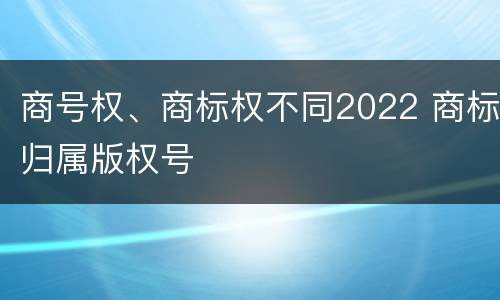 商号权、商标权不同2022 商标归属版权号