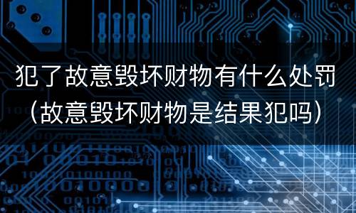 犯了故意毁坏财物有什么处罚（故意毁坏财物是结果犯吗）