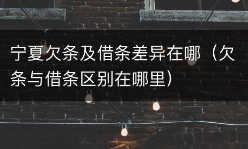 宁夏欠条及借条差异在哪（欠条与借条区别在哪里）