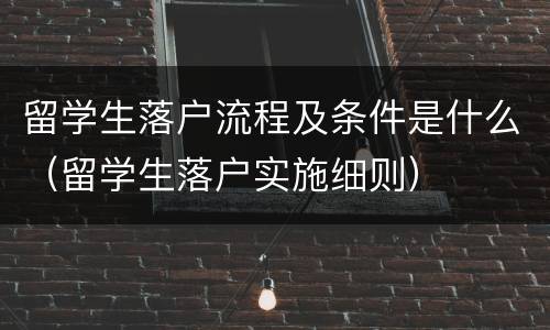 留学生落户流程及条件是什么（留学生落户实施细则）