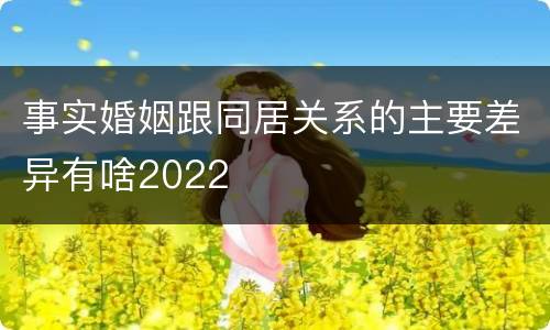 事实婚姻跟同居关系的主要差异有啥2022