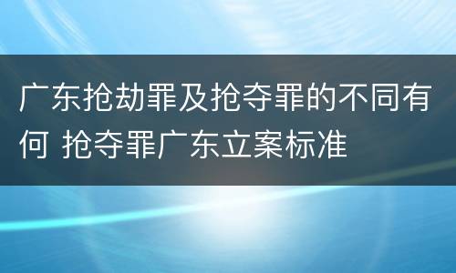 广东抢劫罪及抢夺罪的不同有何 抢夺罪广东立案标准