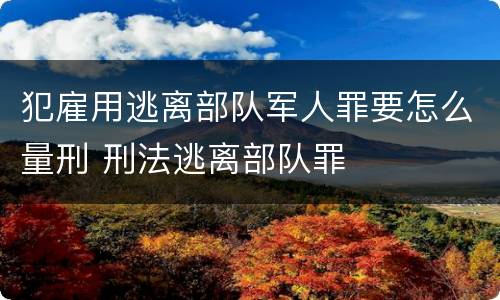 犯雇用逃离部队军人罪要怎么量刑 刑法逃离部队罪