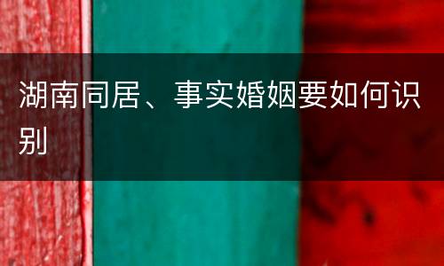 湖南同居、事实婚姻要如何识别