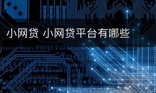 小网贷 小网贷平台有哪些