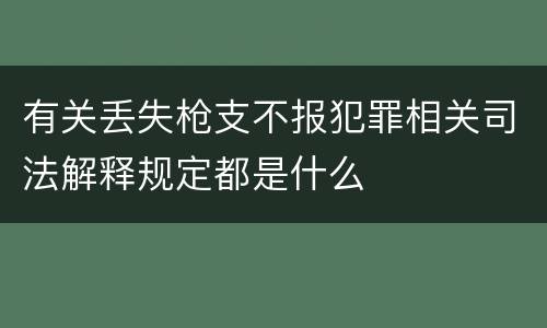 有关丢失枪支不报犯罪相关司法解释规定都是什么