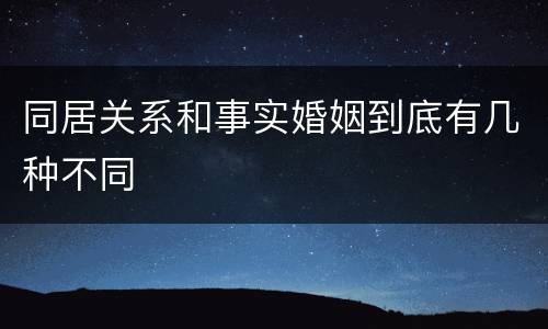 同居关系和事实婚姻到底有几种不同