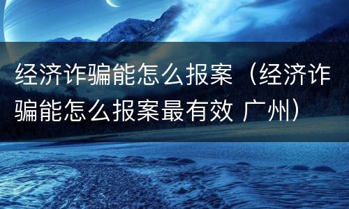 经济诈骗能怎么报案（经济诈骗能怎么报案最有效 广州）