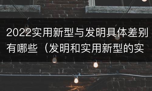 2022实用新型与发明具体差别有哪些（发明和实用新型的实用性）