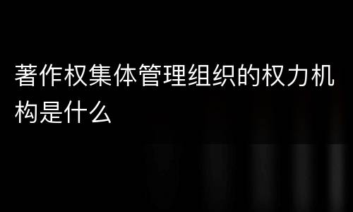 著作权集体管理组织的权力机构是什么