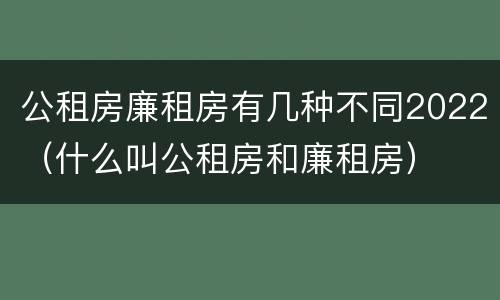 公租房廉租房有几种不同2022（什么叫公租房和廉租房）
