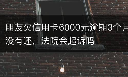 朋友欠信用卡6000元逾期3个月没有还，法院会起诉吗