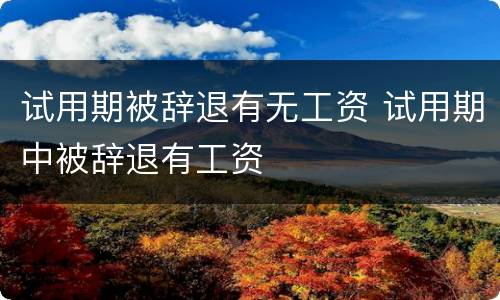 试用期被辞退有无工资 试用期中被辞退有工资