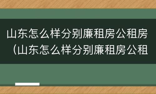 山东怎么样分别廉租房公租房（山东怎么样分别廉租房公租房呢）
