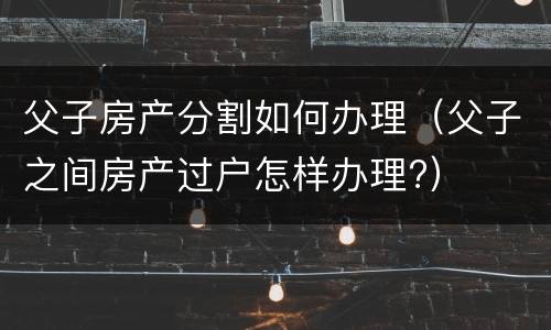 父子房产分割如何办理（父子之间房产过户怎样办理?）