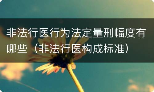非法行医行为法定量刑幅度有哪些（非法行医构成标准）
