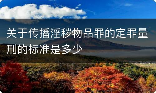 关于传播淫秽物品罪的定罪量刑的标准是多少