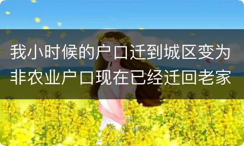 我小时候的户口迁到城区变为非农业户口现在已经迁回老家十年了请问我能得到拆迁补偿吗