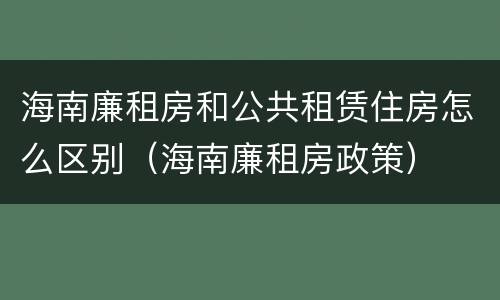 海南廉租房和公共租赁住房怎么区别（海南廉租房政策）