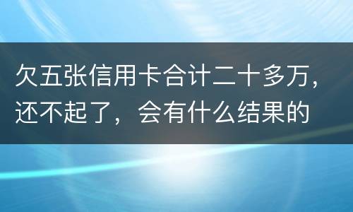 欠五张信用卡合计二十多万，还不起了，会有什么结果的