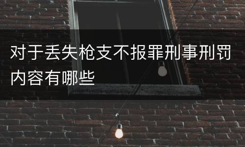 对于丢失枪支不报罪刑事刑罚内容有哪些