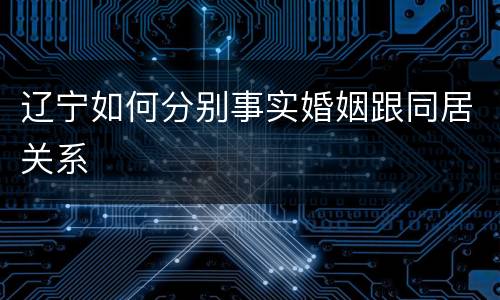 辽宁如何分别事实婚姻跟同居关系