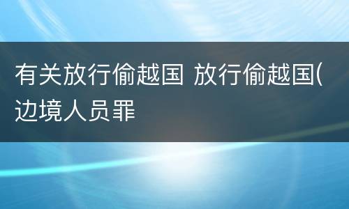 有关放行偷越国 放行偷越国(边境人员罪
