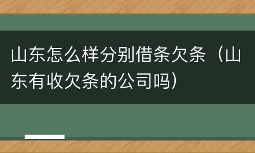 山东怎么样分别借条欠条（山东有收欠条的公司吗）