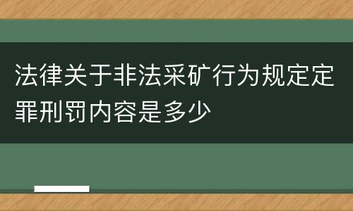 法律关于非法采矿行为规定定罪刑罚内容是多少