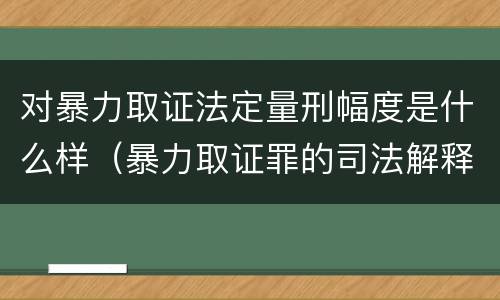 对暴力取证法定量刑幅度是什么样（暴力取证罪的司法解释）