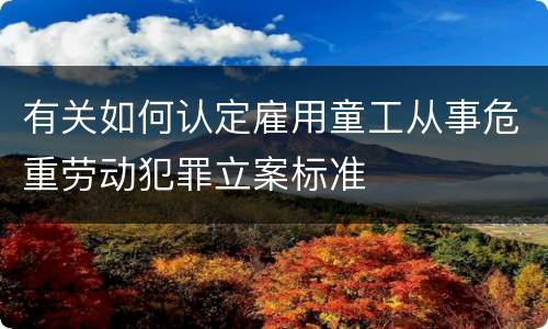 有关如何认定雇用童工从事危重劳动犯罪立案标准