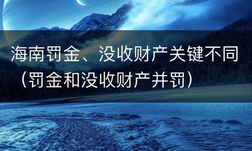 海南罚金、没收财产关键不同（罚金和没收财产并罚）