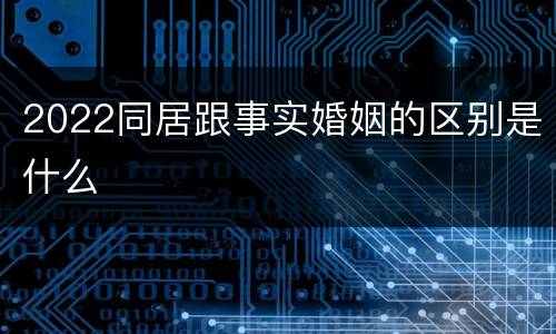 2022同居跟事实婚姻的区别是什么