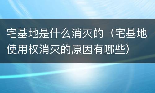 宅基地是什么消灭的（宅基地使用权消灭的原因有哪些）