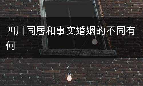 四川同居和事实婚姻的不同有何
